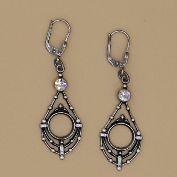 Art Deco Tropfenohrhänger mit Glitzerstein 2