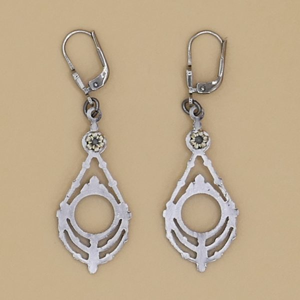 Art Deco Tropfenohrhänger mit Glitzerstein 3